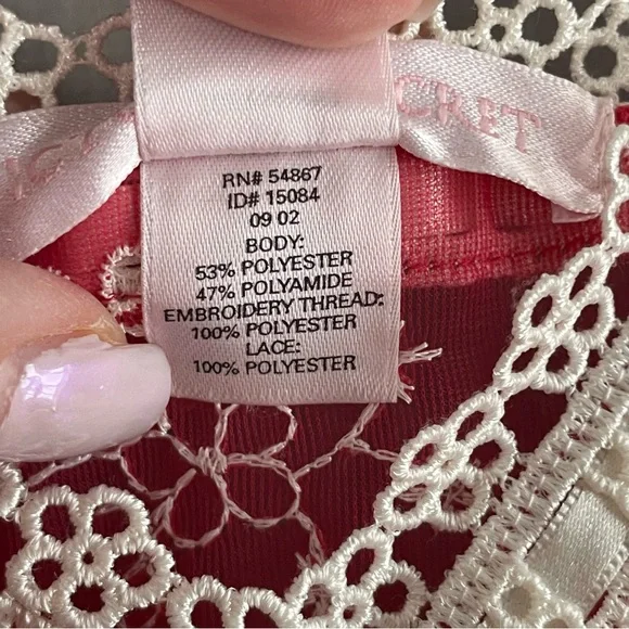 Victoria’s Secret Y2K Red‎ Sheer Embroidered Babydoll Tunic Cami L Valentines - Picture 10 of 10